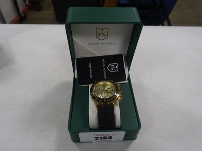 Lot 2183 - Frank Schmidt boxed mens sub dial wrist watch...