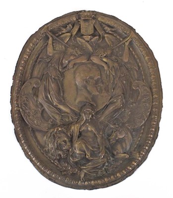 Lot 143 - Emile Jeannest: a bronzed commemorative shield...