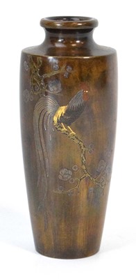Lot 146 - A modern Japanese bronze vase decorated with a...