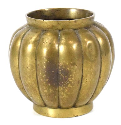 Lot 164 - A Chinese Export brass pot of squash form,...