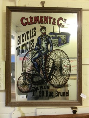 Lot 10 - A French advertising mirror for bicycles and...