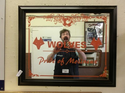 Lot 19 - An advertising mirror 'Wolves, The Pride Of...