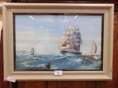 Lot 28 - A framed and glazed seascape signed Richard...