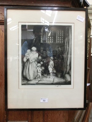 Lot 30 - A framed and glazed original proof etching, 30...