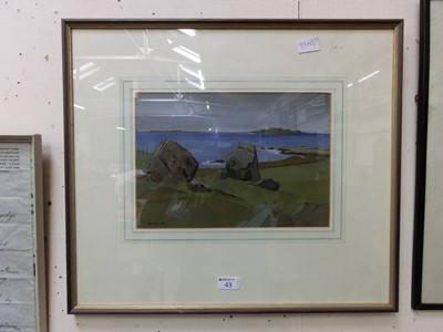 Lot 43 - A framed and glazed watercolour of coastal...