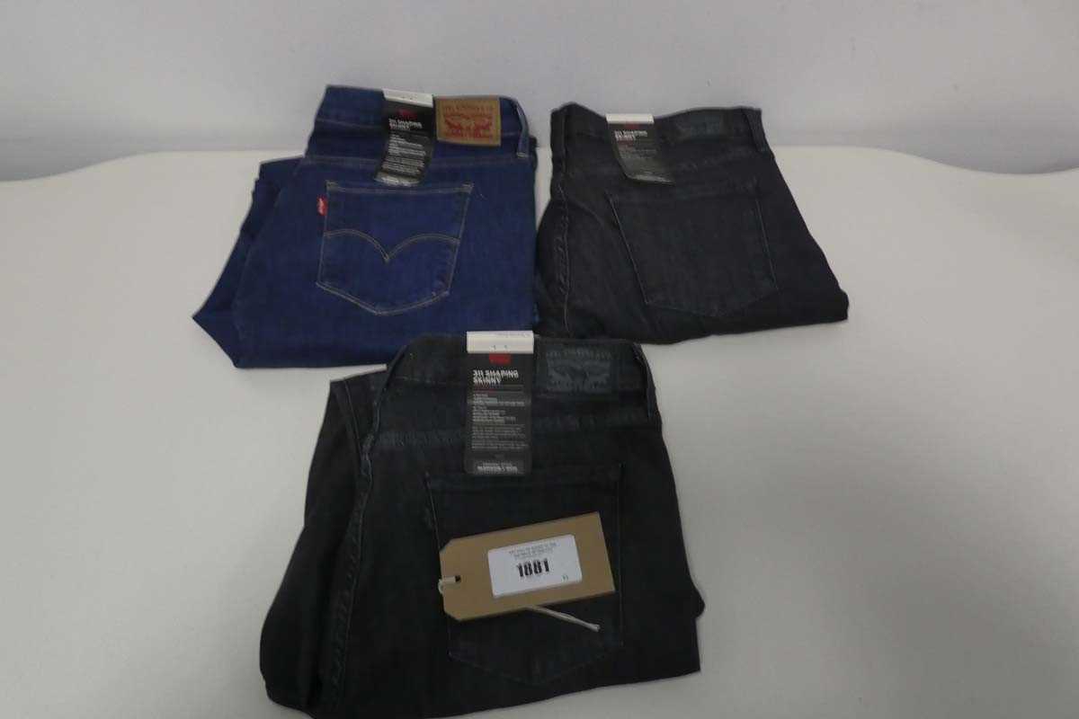 Lot x3 pairs of Levi's 311 shaping skinny jeans. (...