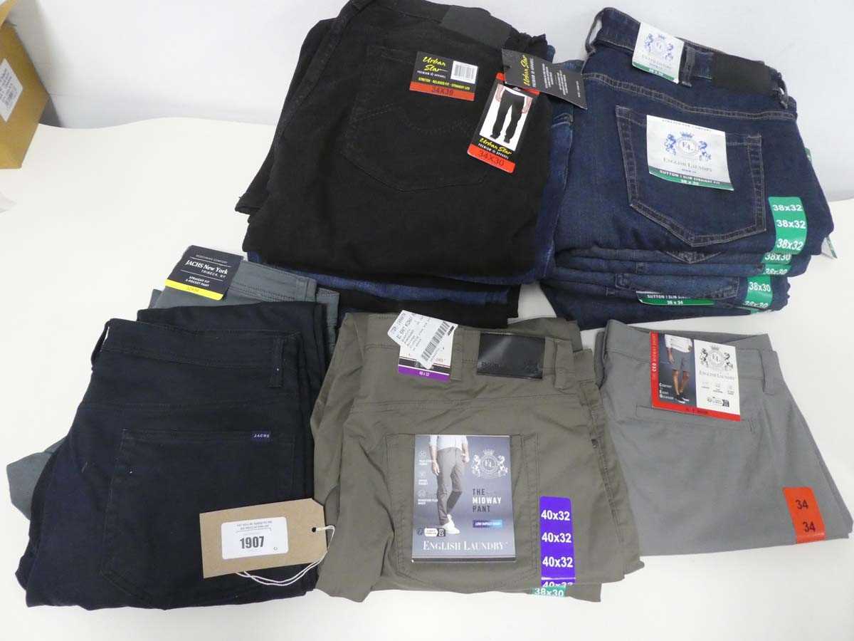 Lot Approx. 18 pairs of mens trousers, jeans or...