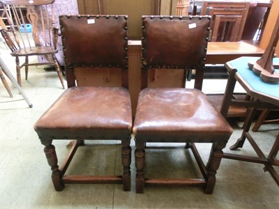 Lot 81 - A pair of mid-20th century oak high back...