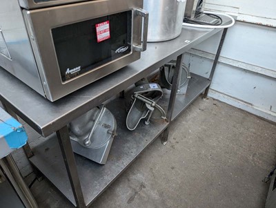 Lot 694 - 180cm stainless preparation table with a shelf...