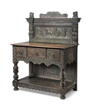 Lot 8 - A 19th century carved oak sideboard in the...