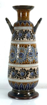 Lot 202 - A Doulton Lambeth two handled vase of...