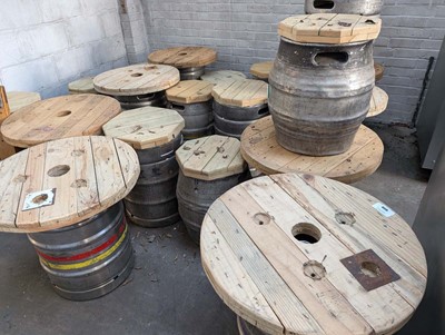 Lot 151 - 6 beer barrel type and wooden topped pub style...
