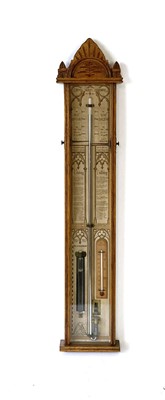 Lot 36 - An 'Admiral Fitzroys Barometer' in an oak case,...