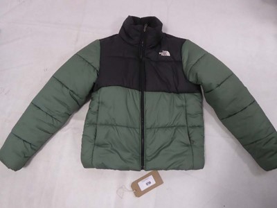 Lot The North Face puffer coat in black / green...