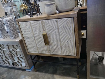 Lot 1011 - Hard wood finish cabinet with geometric...