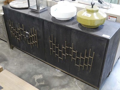 Lot 1014 - Black ash finish sideboard with brass door...