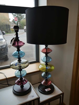 Lot 1018 - Globular shaped coloured glass table lamp with...