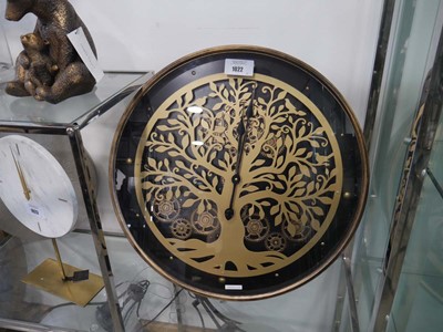 Lot 1022 - Large wall clock with tree and cog design