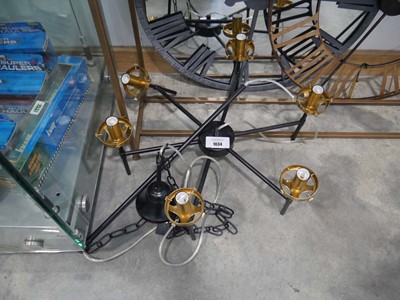 Lot 1034 - Black and gold finish 6 branch ceiling light...