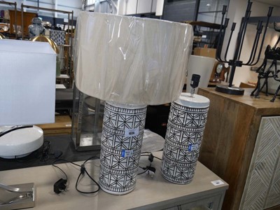 Lot 1036 - Brown and white patterned ceramic table lamp...