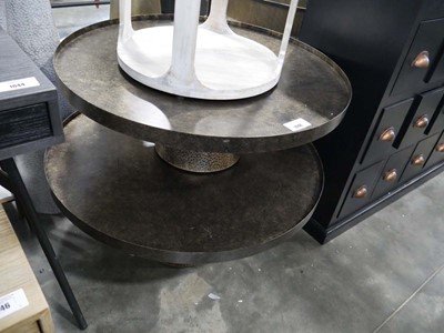 Lot 1048 - 2 bronze finish metal coffee tables on single...