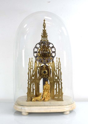 Lot 42 - A 19th century brass 'Cathedral' skeleton...