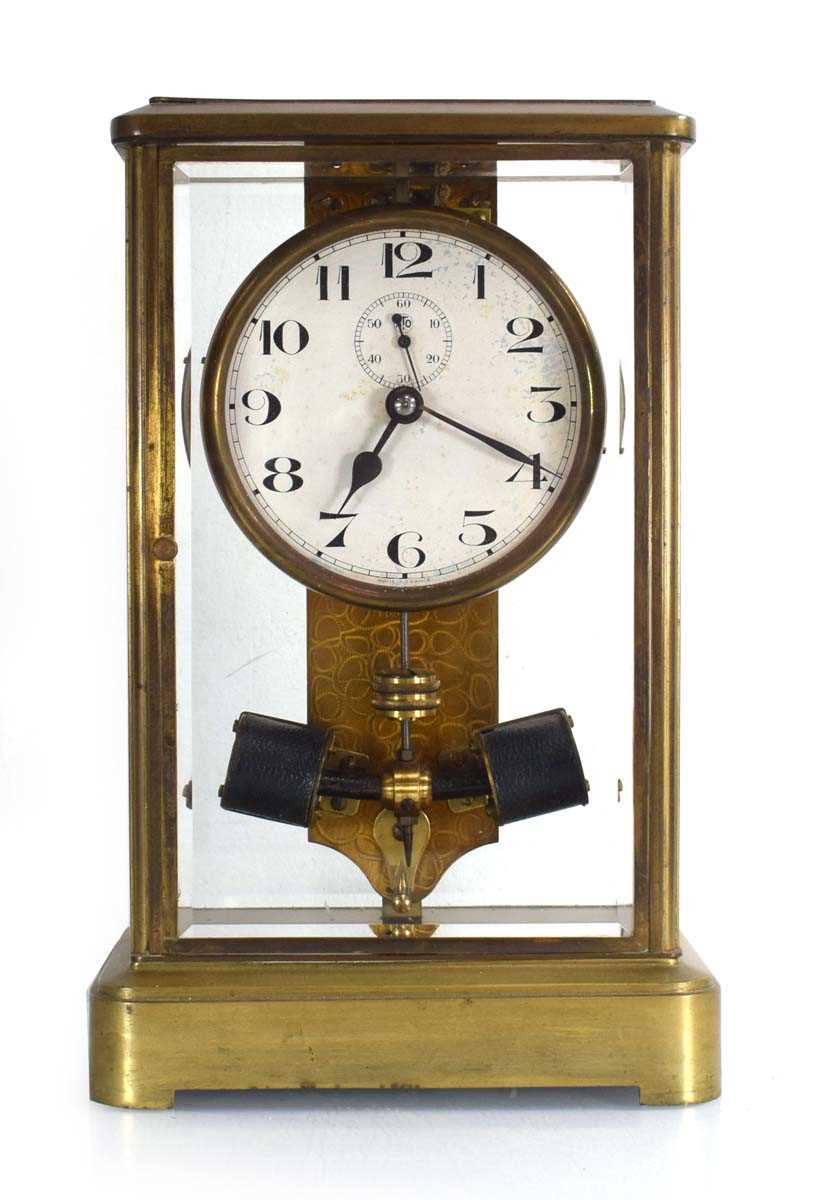 Lot 48 - A French ATO electric mantle clock in a brass...