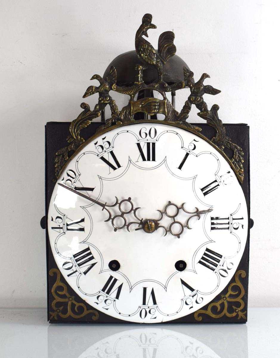 Lot 51 - A Comtoise type wall clock, the enamelled 9...