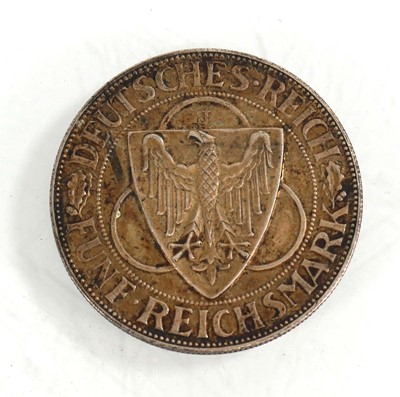 Lot 314 - A 1930 Funf Reichsmark coin