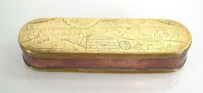 Lot 97 - An 18th century Dutch brass and copper tobacco...