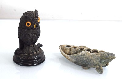 Lot 98 - A lead flower frog modelled as a pair of carp,...