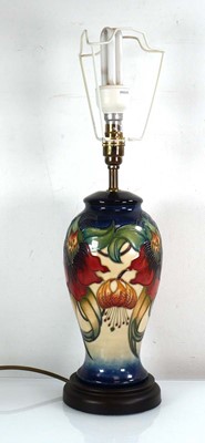 Lot 295 - A Moorcroft table lamp base decorated in the...