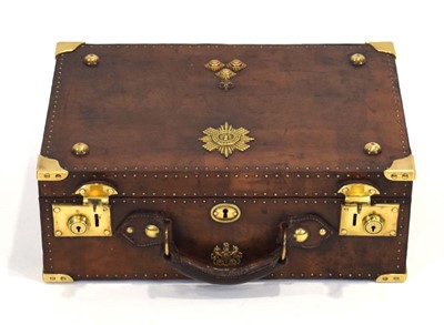 Lot 20 - A leather on oak dispatch case with brass...