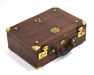 Lot 20 - A leather on oak dispatch case with brass...