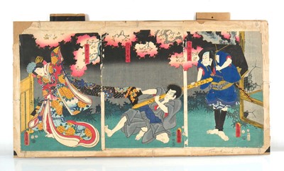 Lot 173 - After Utagawa Kunisada (1786 - 1864), Triptych...