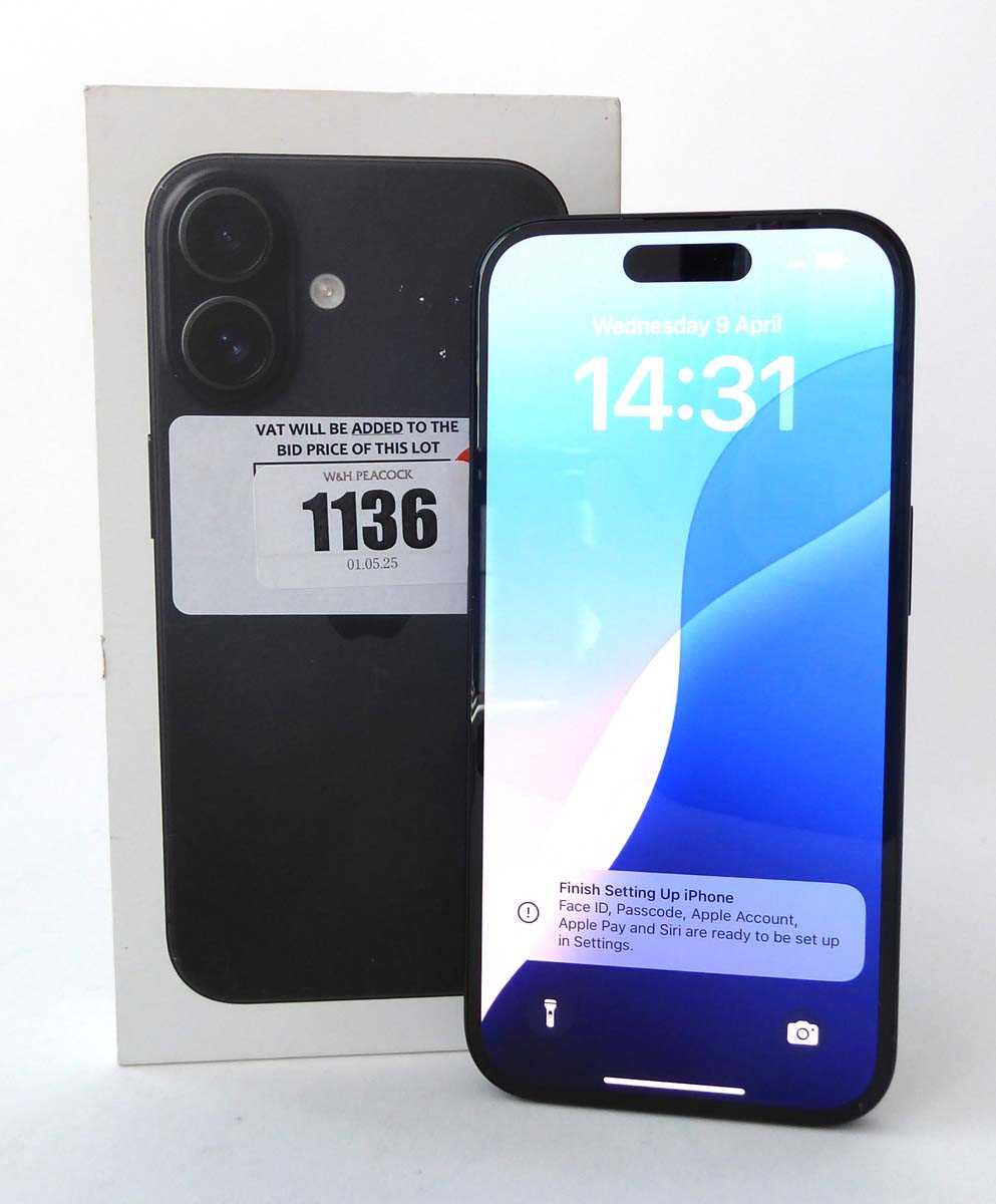 Lot Apple iPhone 16, 128GB, Black, model A3287, boxed