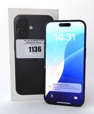 Lot Apple iPhone 16, 128GB, Black, model A3287, boxed