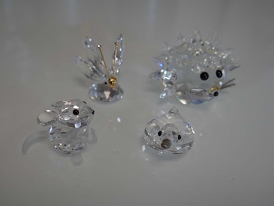 Lot 1006 - 4x Swarovski silver crystal creatures; field...