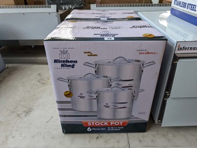 Lot 78 - Kitchen King 6-piece stock pot set, 3 pans and...