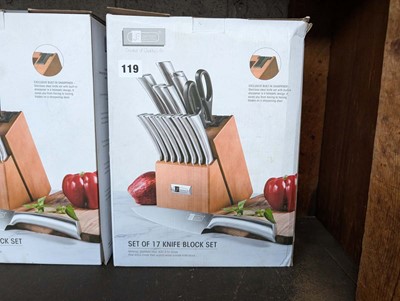 Lot 119 - James.F knife block and 17 knife set