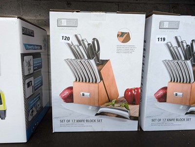 Lot 120 - James.F knife block and 17 knife set