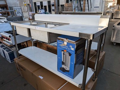 Lot 166 - 180cm stainless steel double sink unit with...