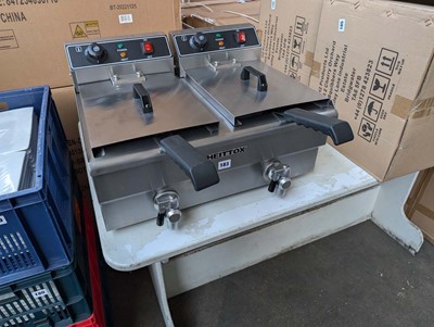 Lot 183 - 56cm electric bench topped twin tank fryer