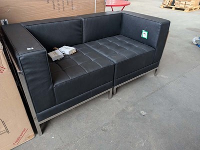 Lot 241 - 140cm 2-piece black leather effect sofa, unboxed
