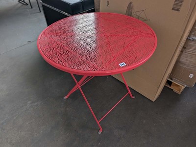 Lot 244 - 76cm diameter red folding table, (built)