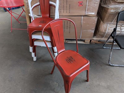 Lot 246 - Set of 4 vintage red effect metal stacking...