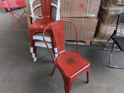 Lot 252 - Set of 4 vintage red effect metal stacking...