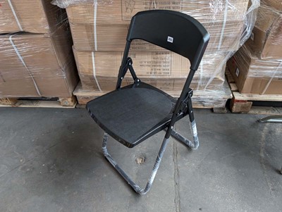 Lot 255 - 4 black metal frame folding chairs