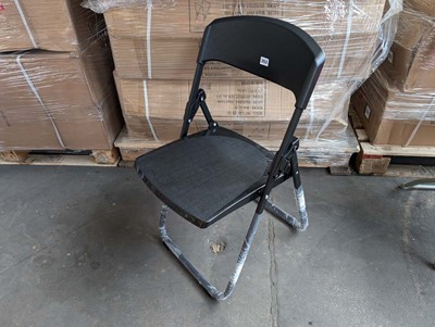 Lot 256 - 4 black metal frame folding chairs