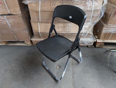 Lot 258 - 4 black metal frame folding chairs